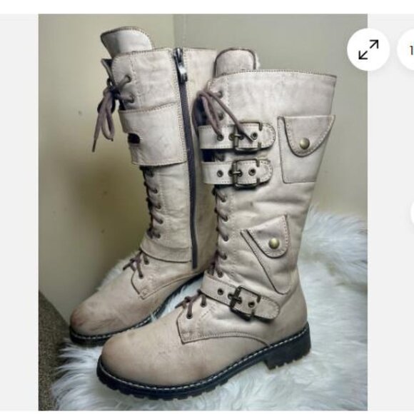 V Italia Smoke Leather Lace Up Zip Tall Lined Boot S Shoe Womens EU 40 - Picture 4 of 9